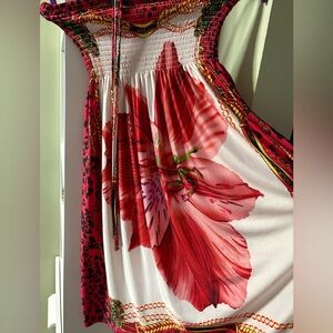 Floral Red and Cream Dress